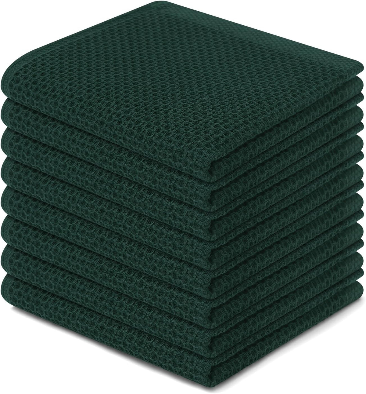 Homaxy 100% Cotton Waffle Weave Kitchen Dish Cloths 8-Pack, Blackish Green