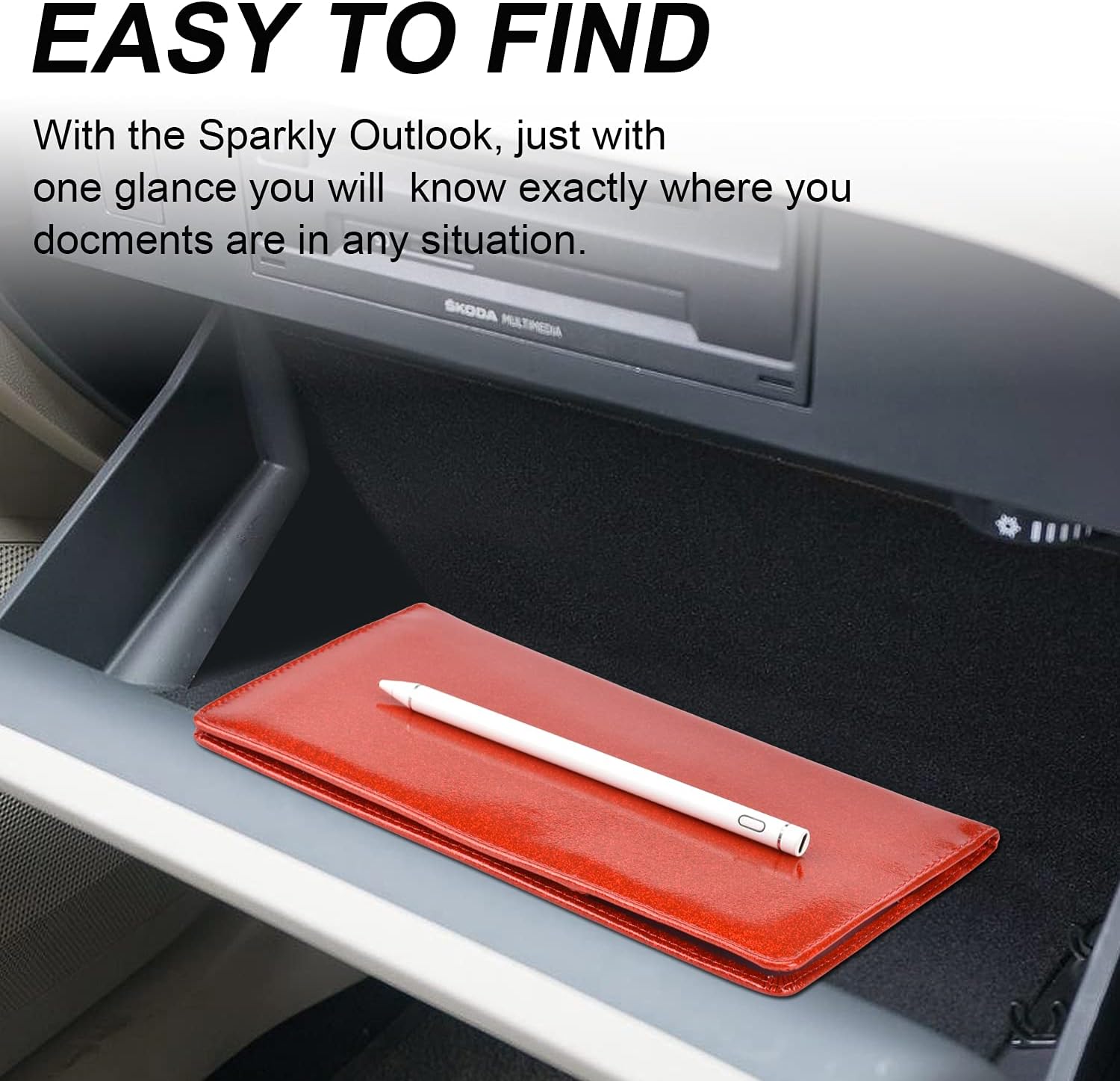 Cacturism Car Registration and Insurance Holder, Glove Box Organizer, Red