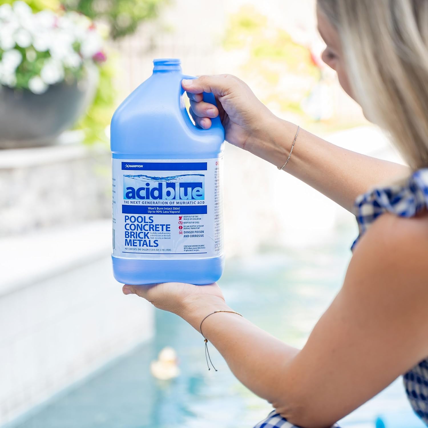 CPDI Champion 4 Pack AcidBlue Muriatic Acid for Pools @ Spas, 1 Gallon Each