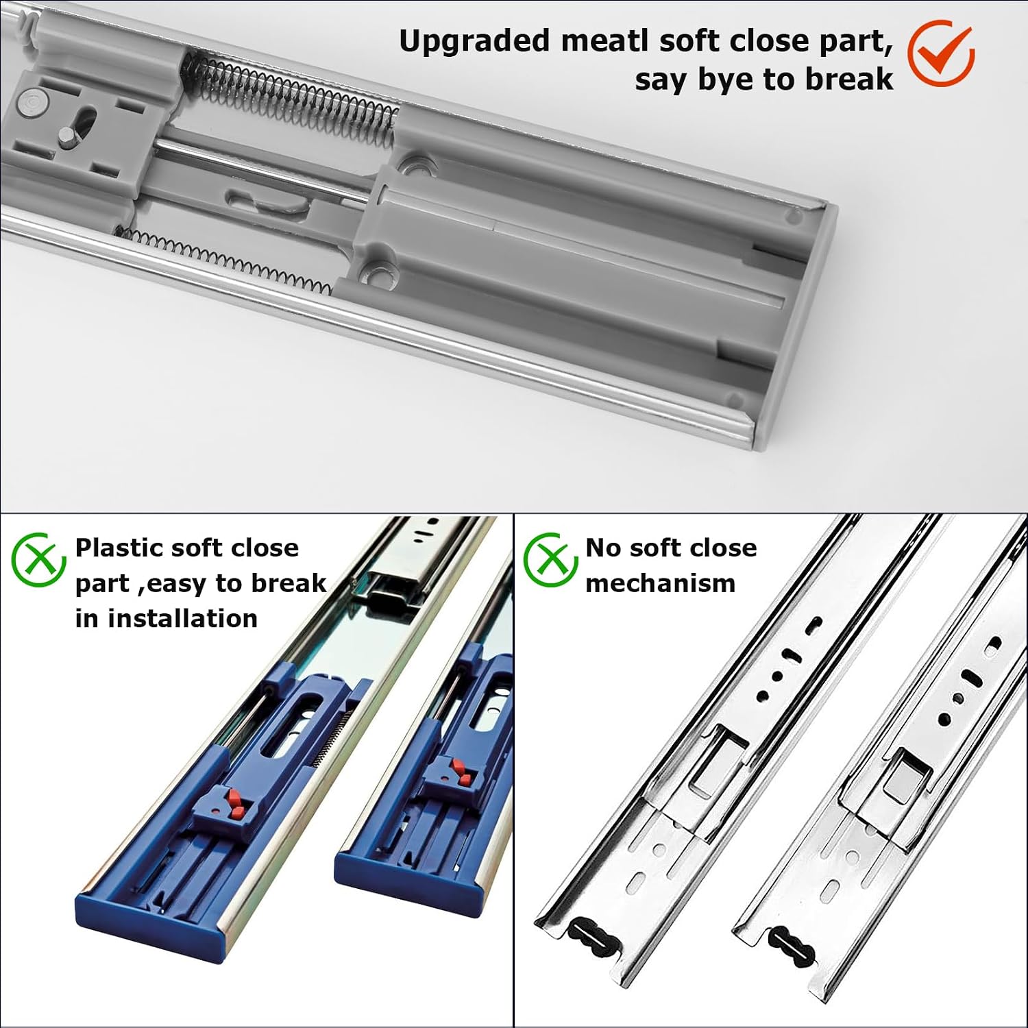 LONTAN 10 Pairs Soft Close Drawer Slides 22 Inch Heavy Duty Cabinet Rails