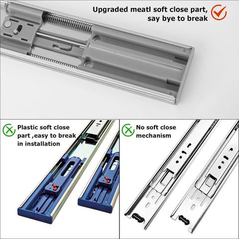 LONTAN 10 Pairs Soft Close Drawer Slides 22 Inch Heavy Duty Cabinet Rails