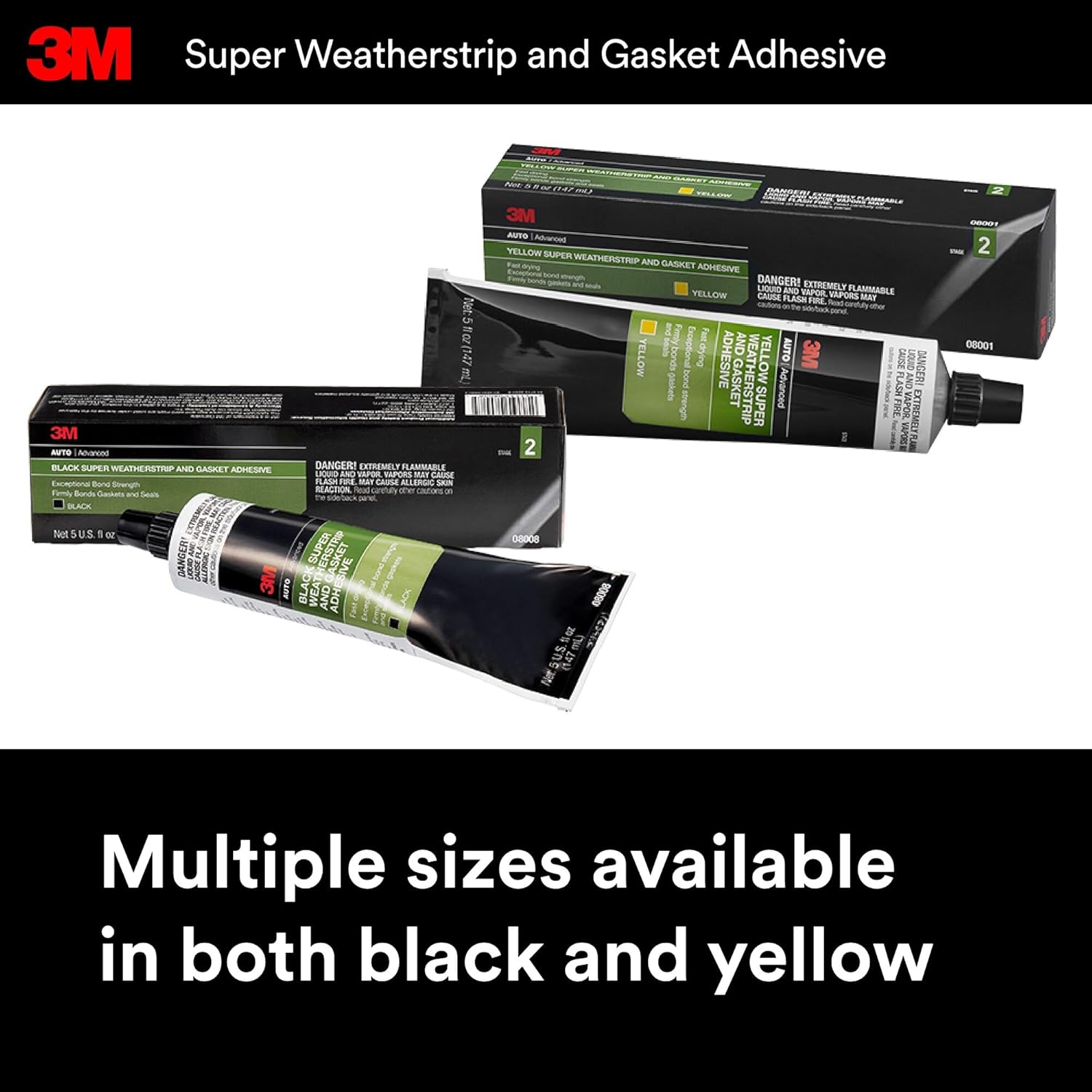 3M Black Weatherstrip Adhesive, 08011, 5 fl oz, 1 Per Pack