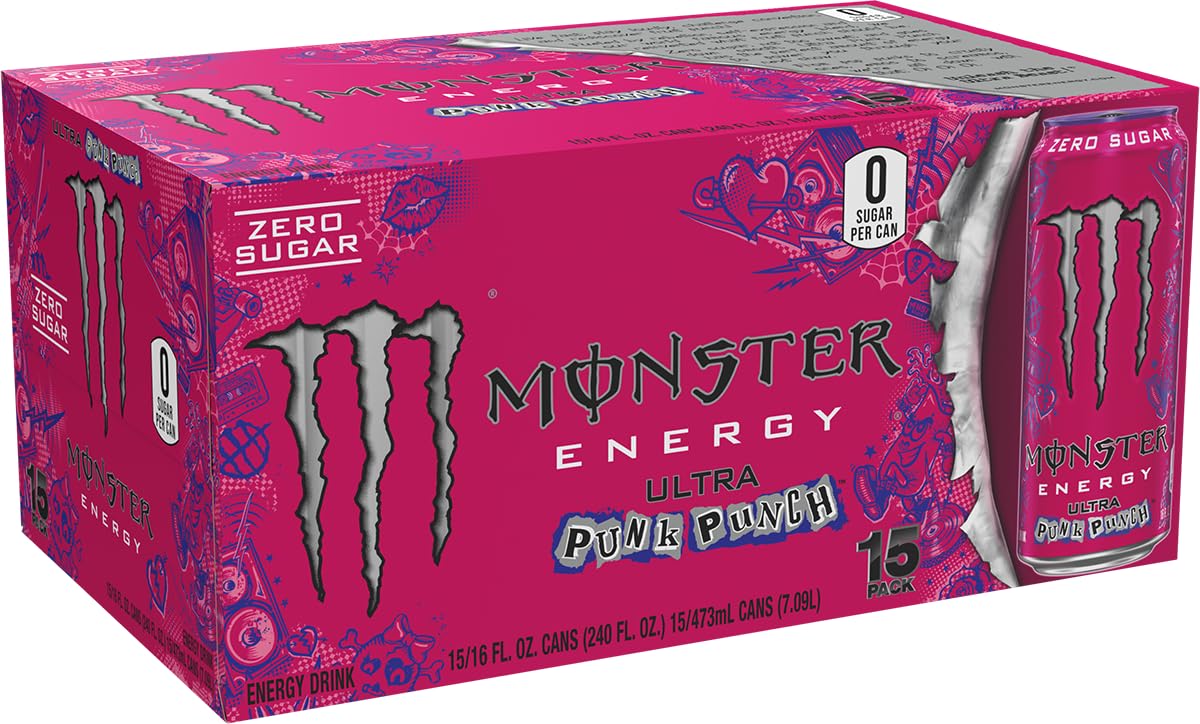 Monster Energy Ultra Punk Punch, Sugar Free Energy Drink, 16 Ounce (Pack of 15)