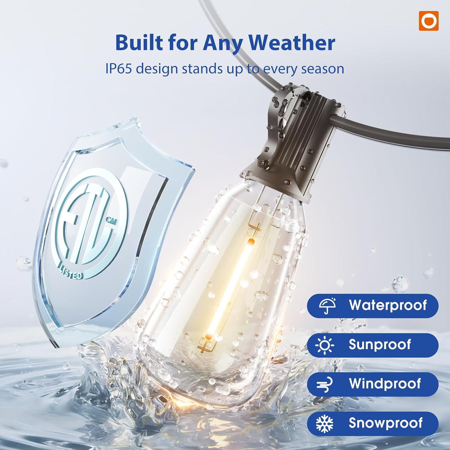 addlon 100FT Outdoor String Lights ST38 LED with Remote Waterproof Dimmable