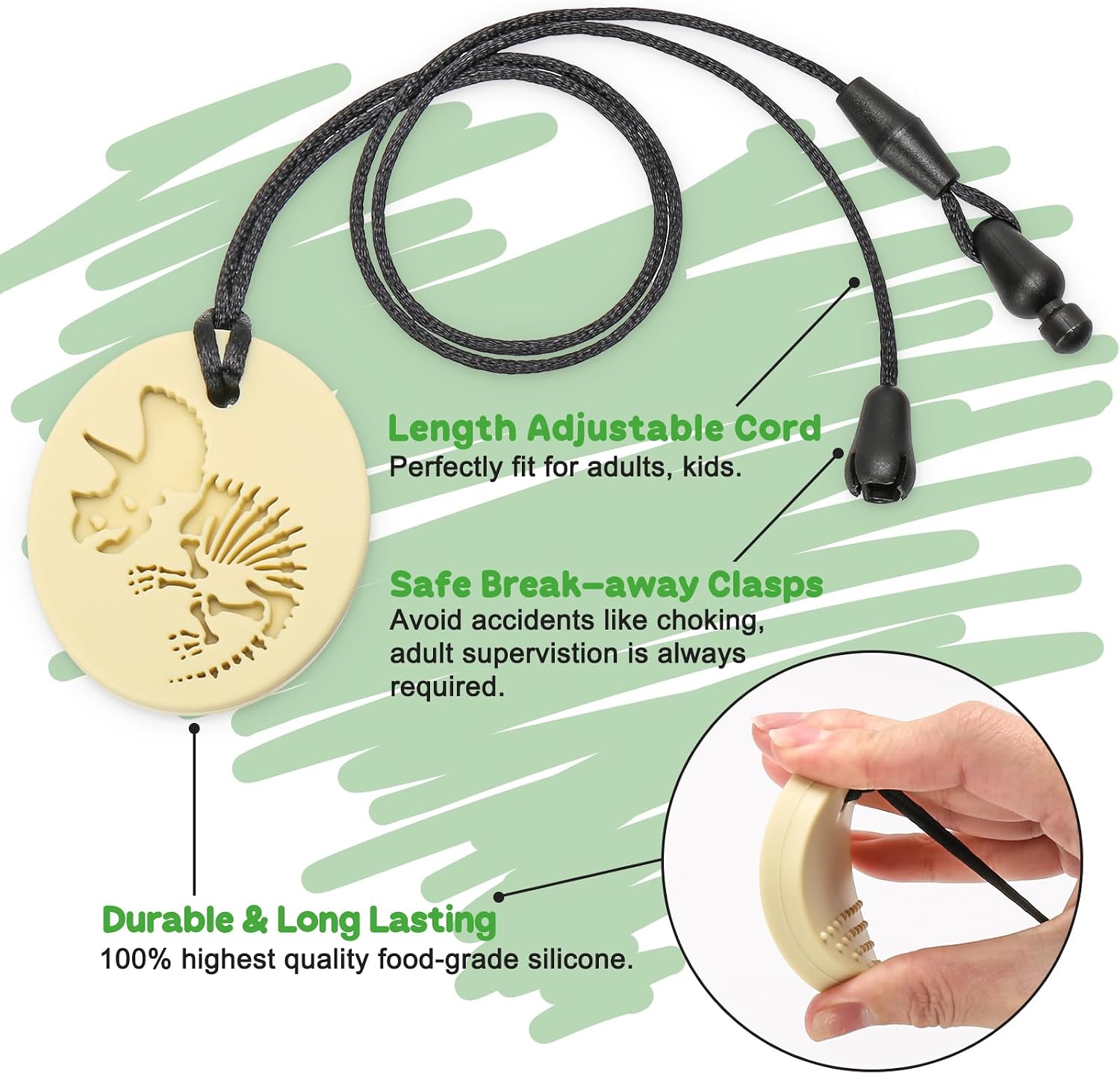 MISSLILI Sensory Chew Necklaces for Aggressive Chewers