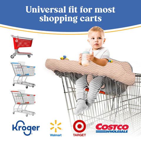 PILLANI Shopping Cart Seat for Baby, High Chair Cover for Restaurant Seat - Grocery Cart Cover for Baby Girl and Boy, Comfortable Cotton Buggy Covers for Babies - Padded Baby Shopping Cart Seat -Beige