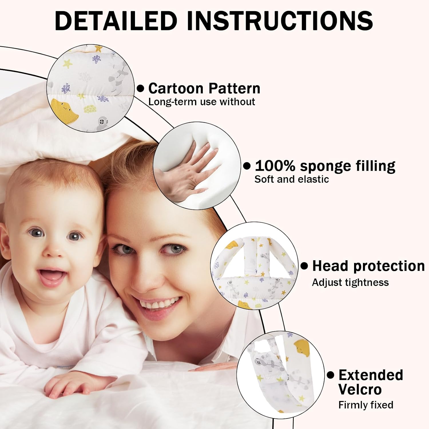 Baby Head Protector for Crawling Walking, Baby Helmet Adjustable No Bumps and Soft Cushion, Infant Safety Cap for Kid Learning to Walk