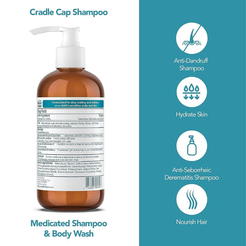 Happy Cappy Medicated Shampoo and Body Wash - Fragrance-Free - 8 Fl Oz