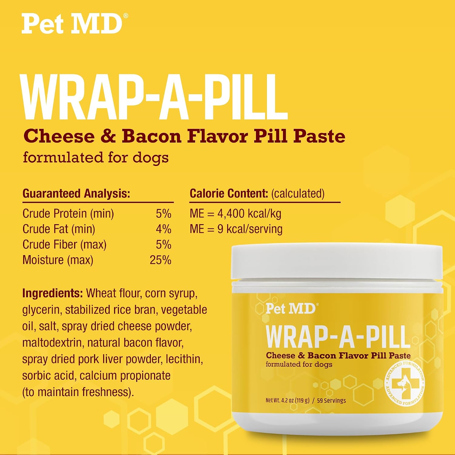 Pet MD Wrap A Pill Cheese & Bacon Flavor Pill Paste for Dogs - 4.2 oz