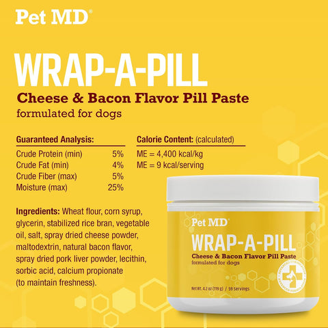 Pet MD Wrap A Pill Cheese & Bacon Flavor Pill Paste for Dogs - 4.2 oz