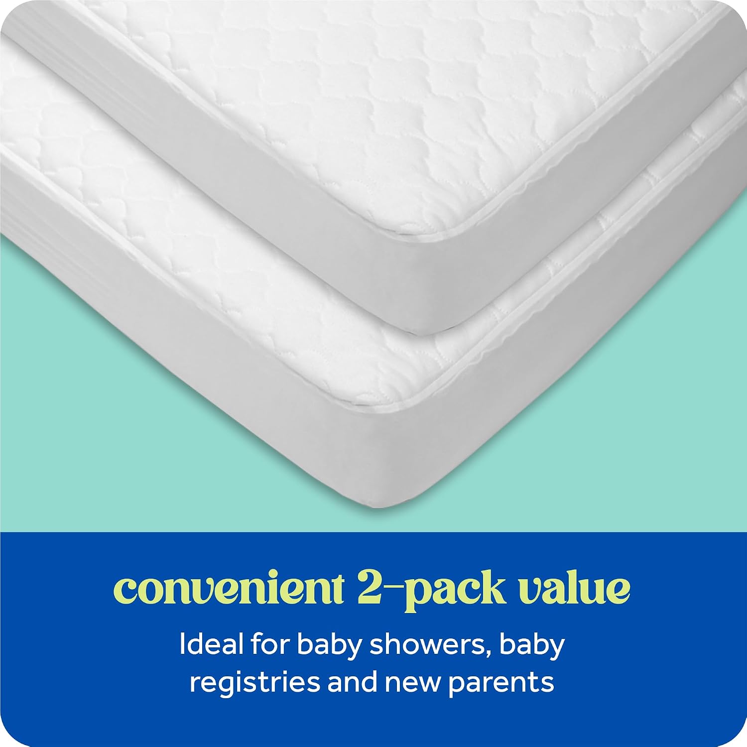 Sealy Baby Crib Mattress Protector - 2-PACK, Fitted Waterproof Infant Crib Mattress Pad and Toddler Bed Cover, Machine Washable and Easy to Clean, 52x28