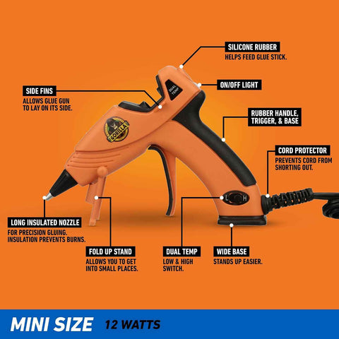 Gorilla Mini Hot Glue Gun Kit, Dual Temp, Includes 75 Sticks