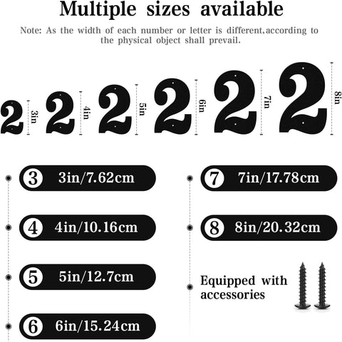 3"4"5"6"7"8" House Numbers for Outside Modern Address Sign - Matte Black Metal Letters Door Numbers Plaque for Home Street Garden & Office Weatherproof Number Letters (Letter F)