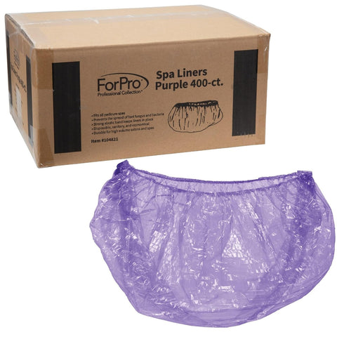 ForPro Professional Collection Spa Liners, Fit All Pedicure Spas, Disposable Pedicure Liners, Purple, 400-Count