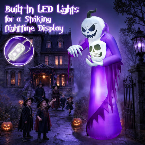 12FT Giant Halloween Inflatables Decorations Outdoor Pumpkin Ghost Wizard