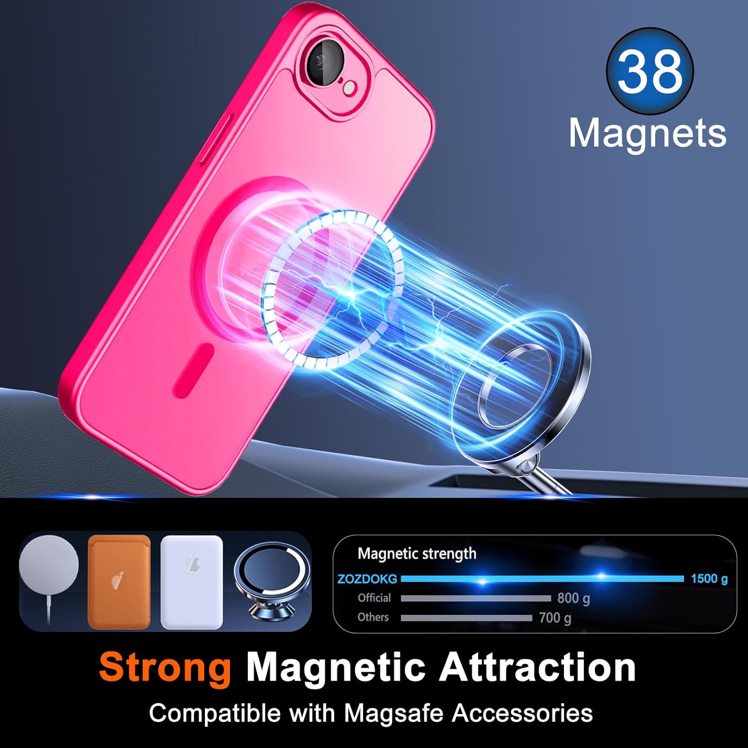 Magnetic for iPhone 17e Case & iPhone 16e Case, Hot Pink