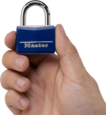 Master Lock Blue Vinyl Covered Aluminum Keyed Padlock, Small Lock for Gym or School Locker can be Used Indoors or Outdoors, 142DCM