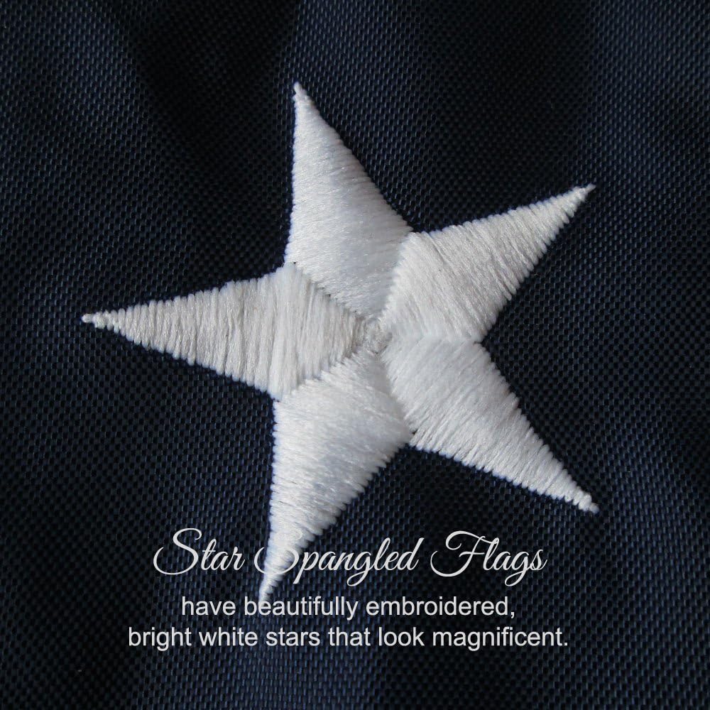American Flag Made in USA 100% | 3x5 American Flags for Outside | US Flag 3x5 Heavy Duty Outdoor Nylon Featuring Embroidered Stars and Sewn Stripes plus Extra Quadruple Stitching on Fly End