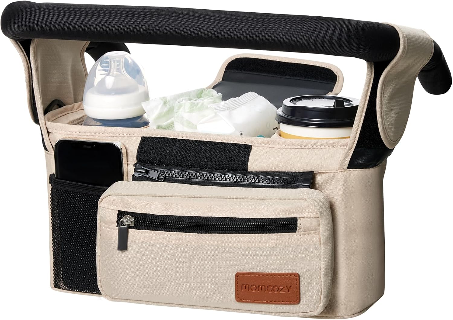 Momcozy Universal Stroller Organizer with Insulated Cup Holder