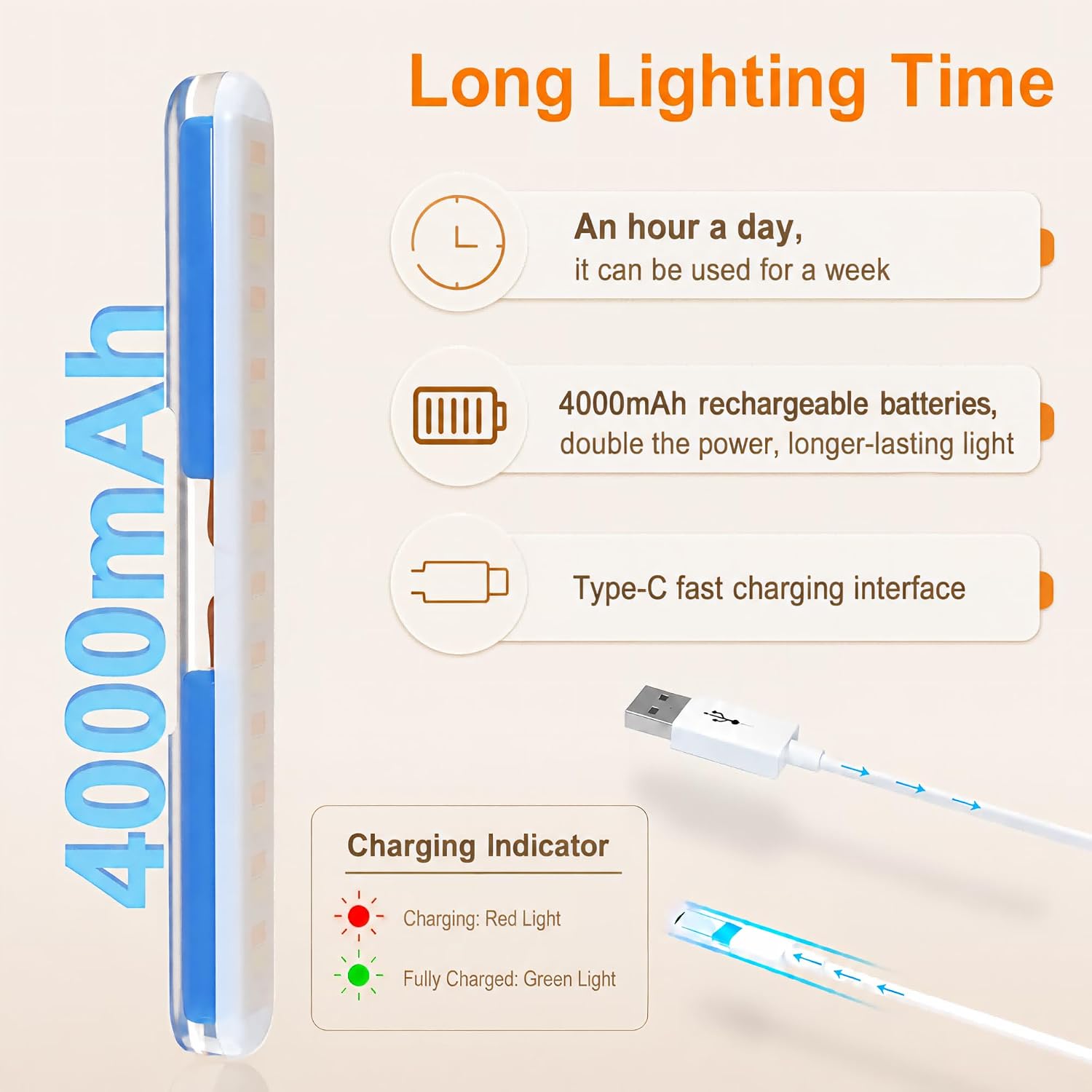 Benreom Rechargeable Vanity Lights for Mirror, Wireless LED Stick On Light