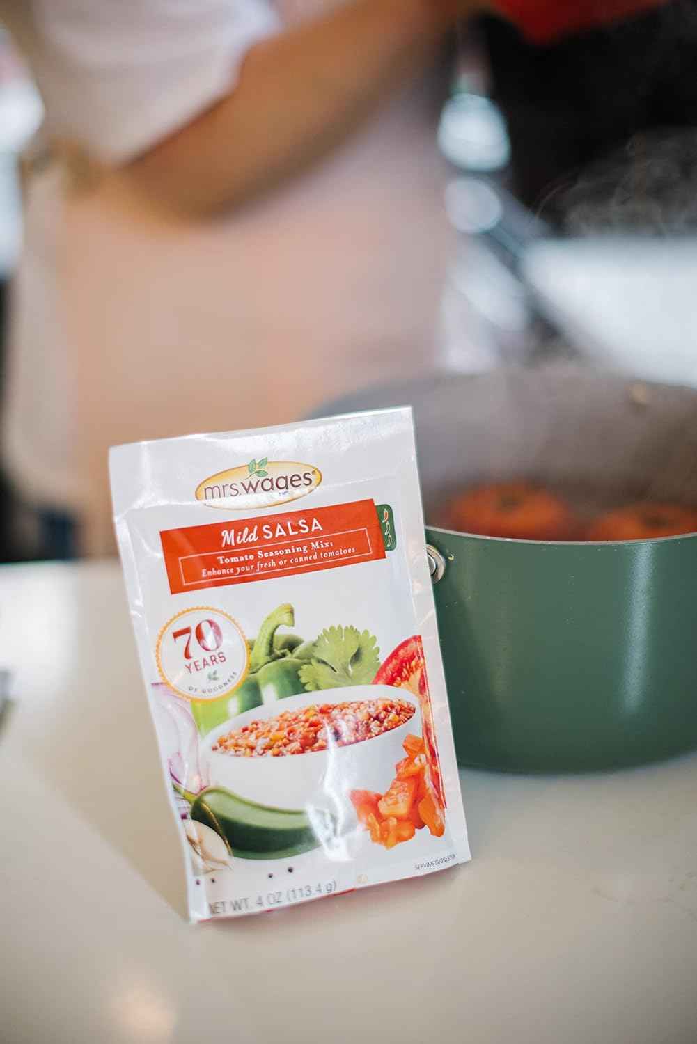 Mrs. Wages Mild Salsa Canning Mix, Mild Spice Flavoring, 12, 4 oz Packets