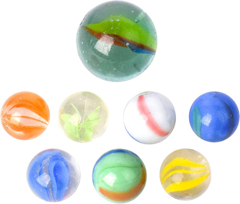 TOYMENDOUS 50 Piece Marbles - Colorful Glass Set with Shooter - Ages 8+