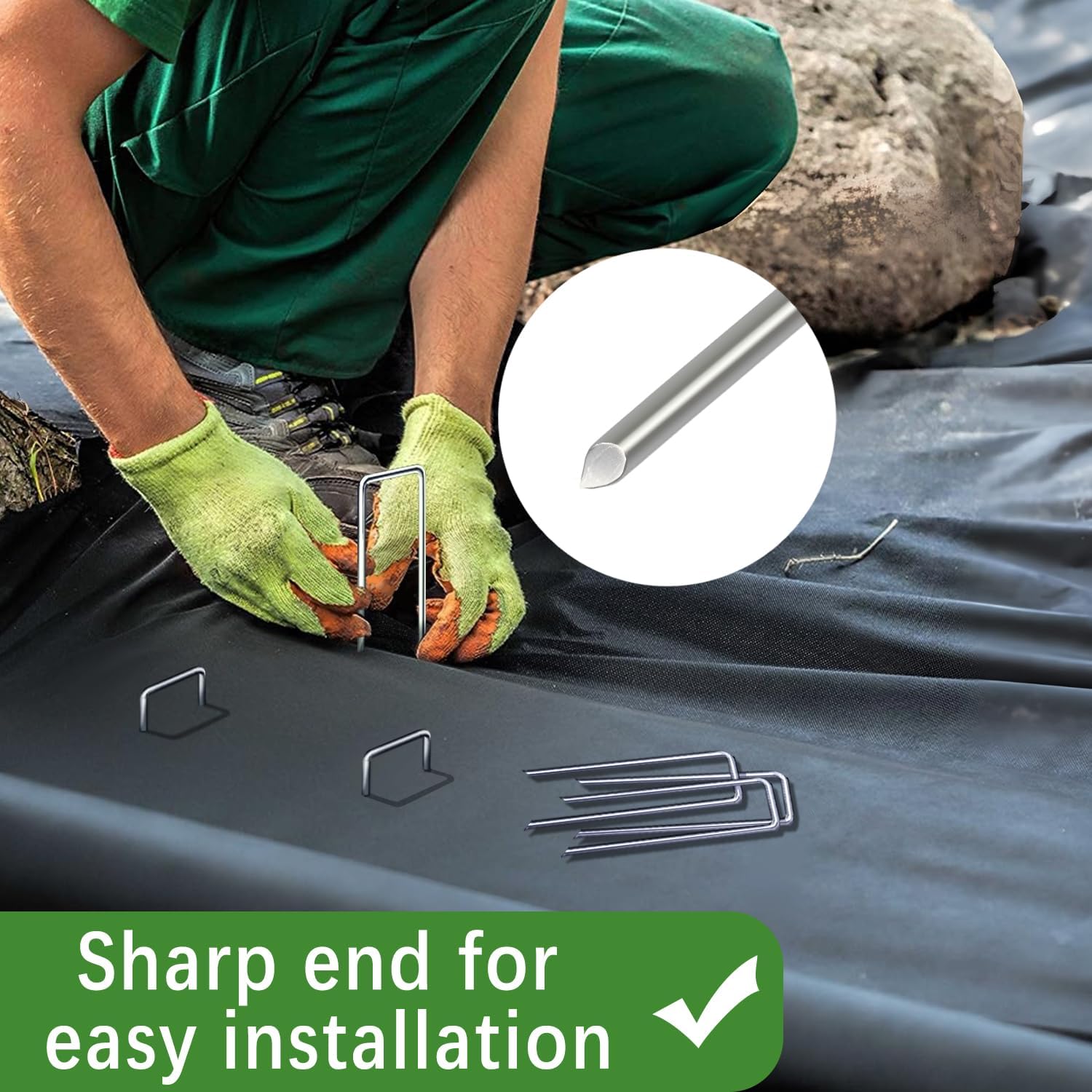 50 Pack Landscape Staples 4 Inch 12 Gauge Garden Stakes