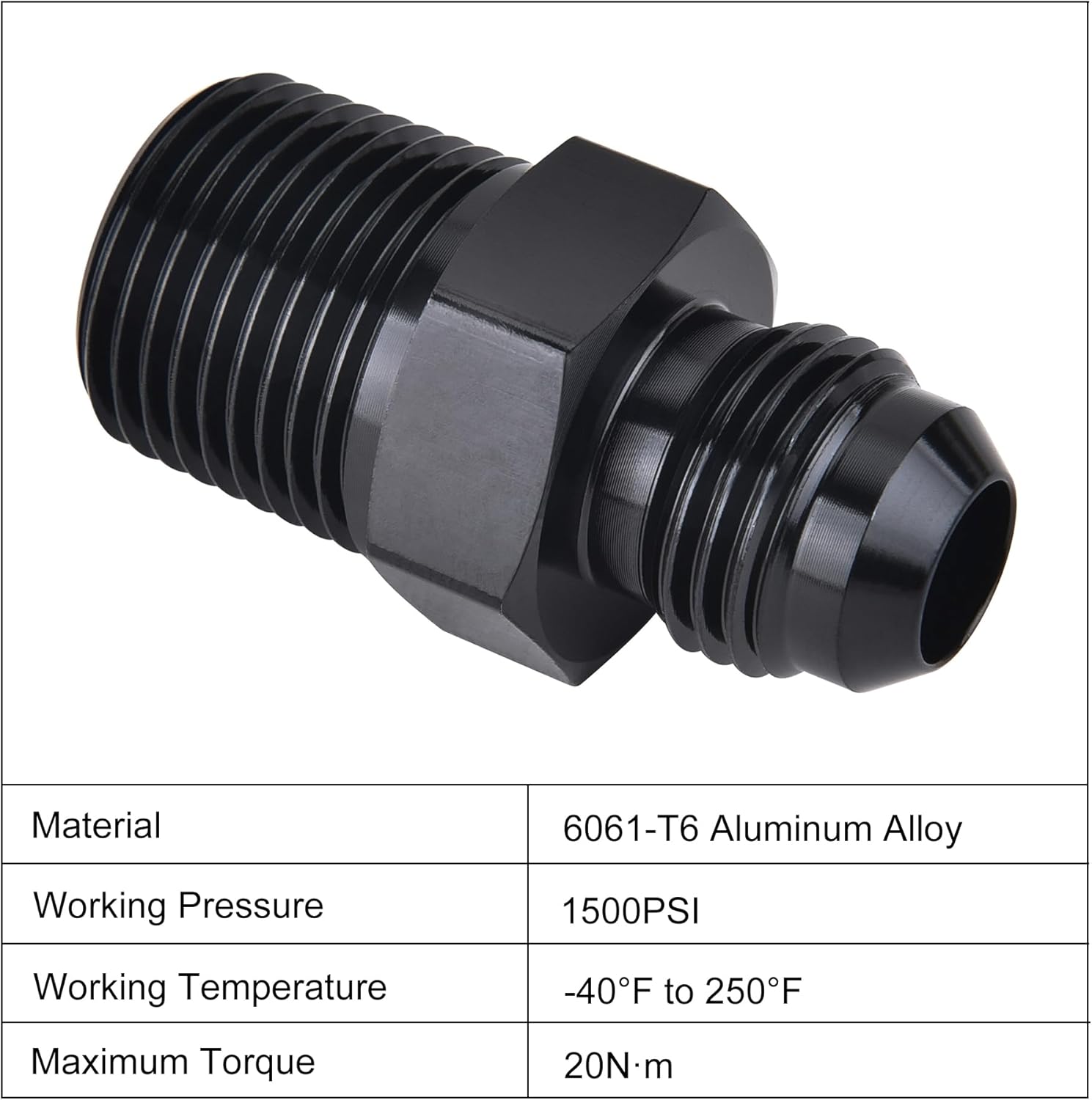 EVIL ENERGY 6AN Male Flare to 3/8" NPT Pipe Fitting Adapter Aluminum Straight Black 2PCS