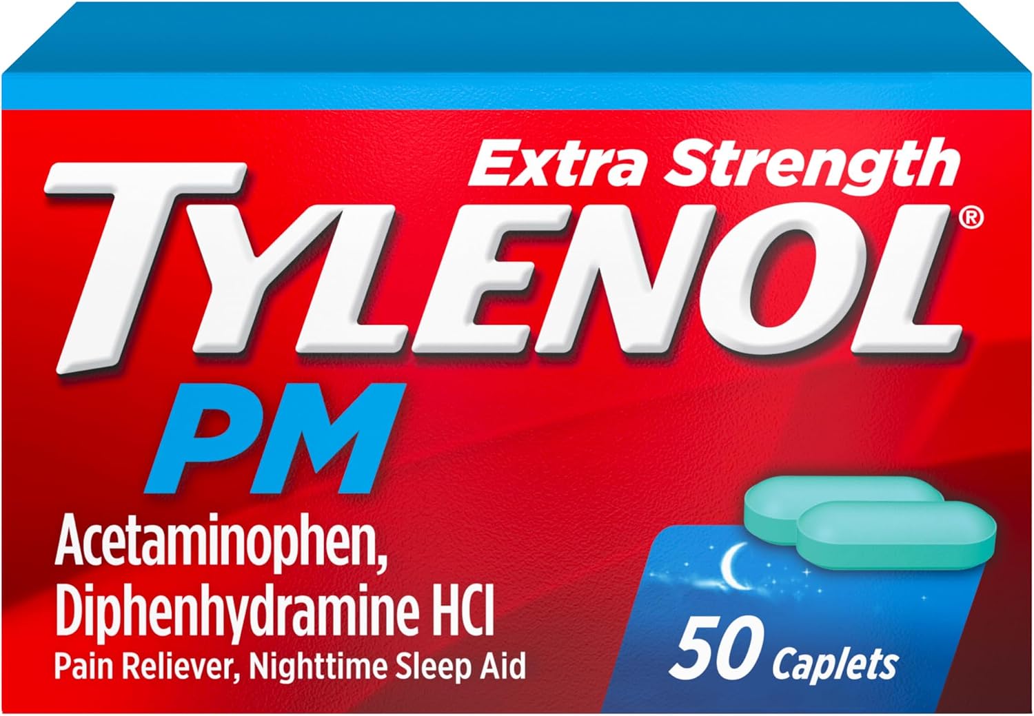 Tylenol PM Extra Strength Caplets, 500 mg Acetaminophen, 50 ct