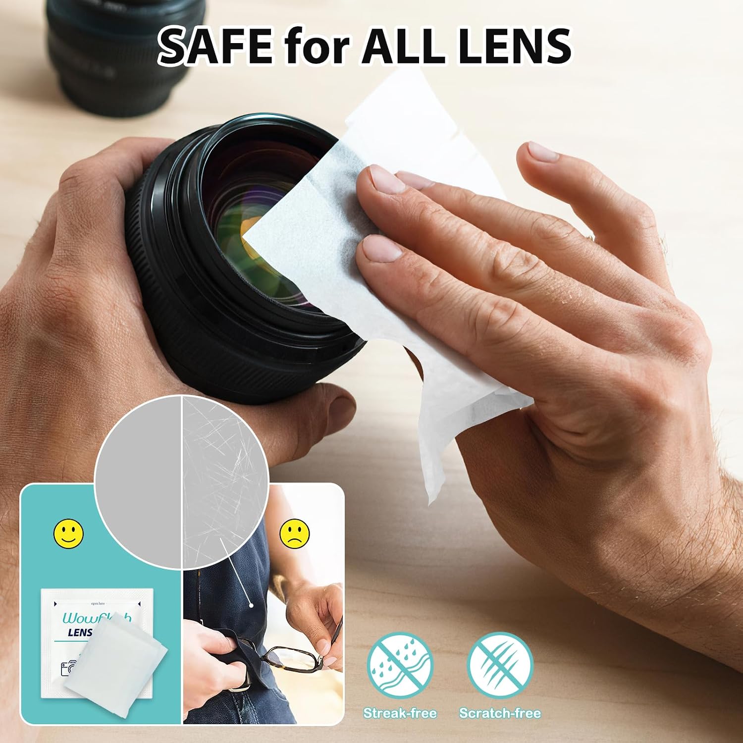 200 Count Pre-Moistened Lens Wipes for Eyeglasses