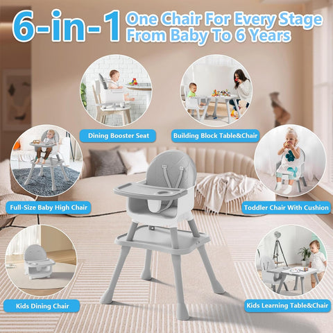 6 in 1 Baby High Chair for Babies and Toddlers, Booster Seat, Toddler Chair