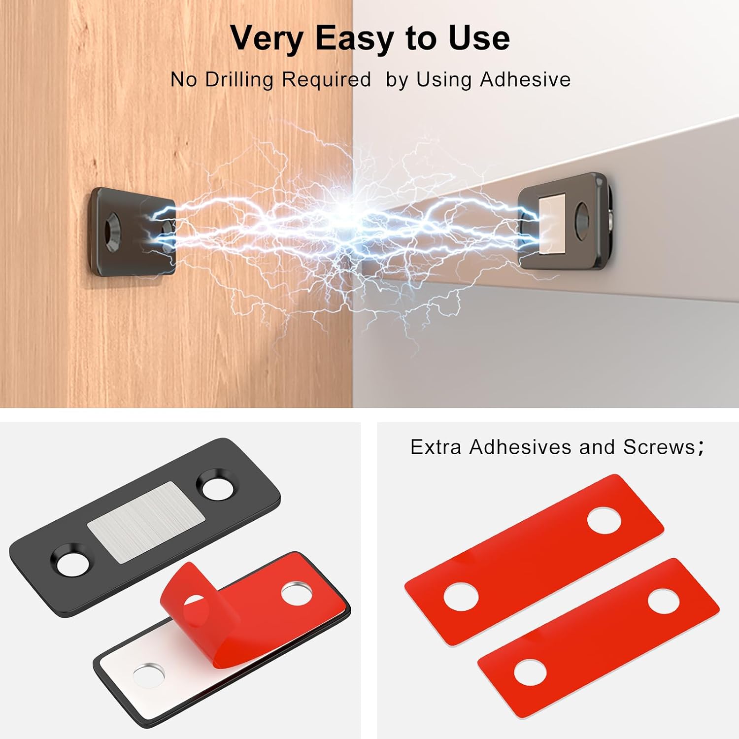 Cabinet Magnetic Catch Jiayi 4 Pack Ultra Thin Cabinet Door Magnets Stick on Drawer Magnets Cabinet Latch Magnetic Closures for Cabinets Kitchen Closet Door Closing Magnetic Door Catch Closer