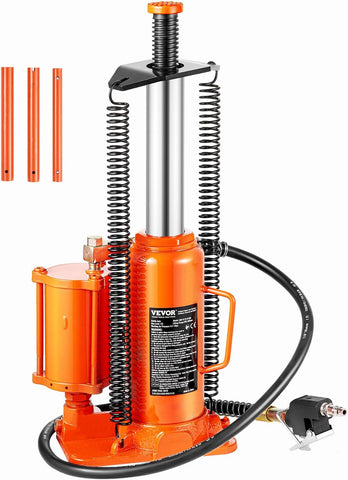 VEVOR Air Hydraulic Bottle Jack, 12 Ton/26455 lbs Pneumatic Hydraulic Bottle Jack with 10.43''-19.88'' Lifting Range & Manual Hand Pump, for Pickup, Truck, RV, Auto Repair, Industrial Engineering