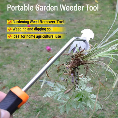 SIXCAR Weed Remover Tool,Portable Garden Weeder Tool,New Gardening Weeding Tools,for Garden Hand Tools for Vegetable Gardening Backyard Farm Planting & Uprooting Weeding Tool (Rubber Handle)