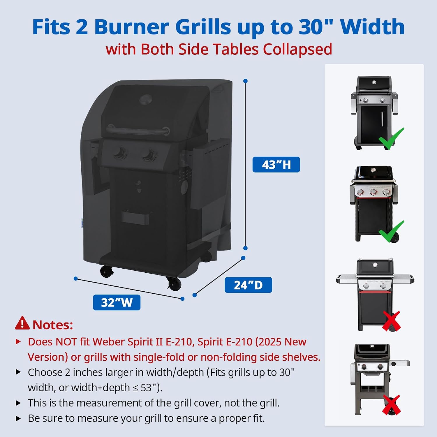 SunPatio 2 Burner Grill Cover, Heavy Duty Waterproof 32 Inch Grill Cover