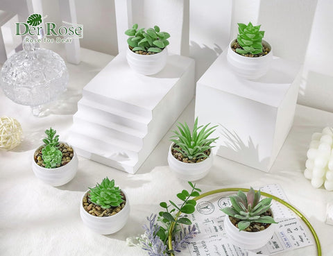 Der Rose 6 Pack Succulents Fake Plants for Bedroom Bathroom Home Decor