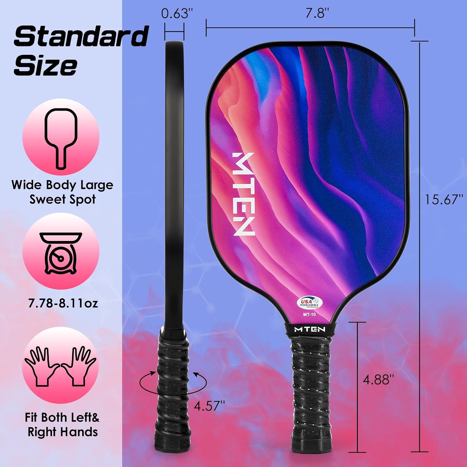 MTEN Pickleball Paddles Set of 2/4/1, USAPA Approved Fiberglass Rackets