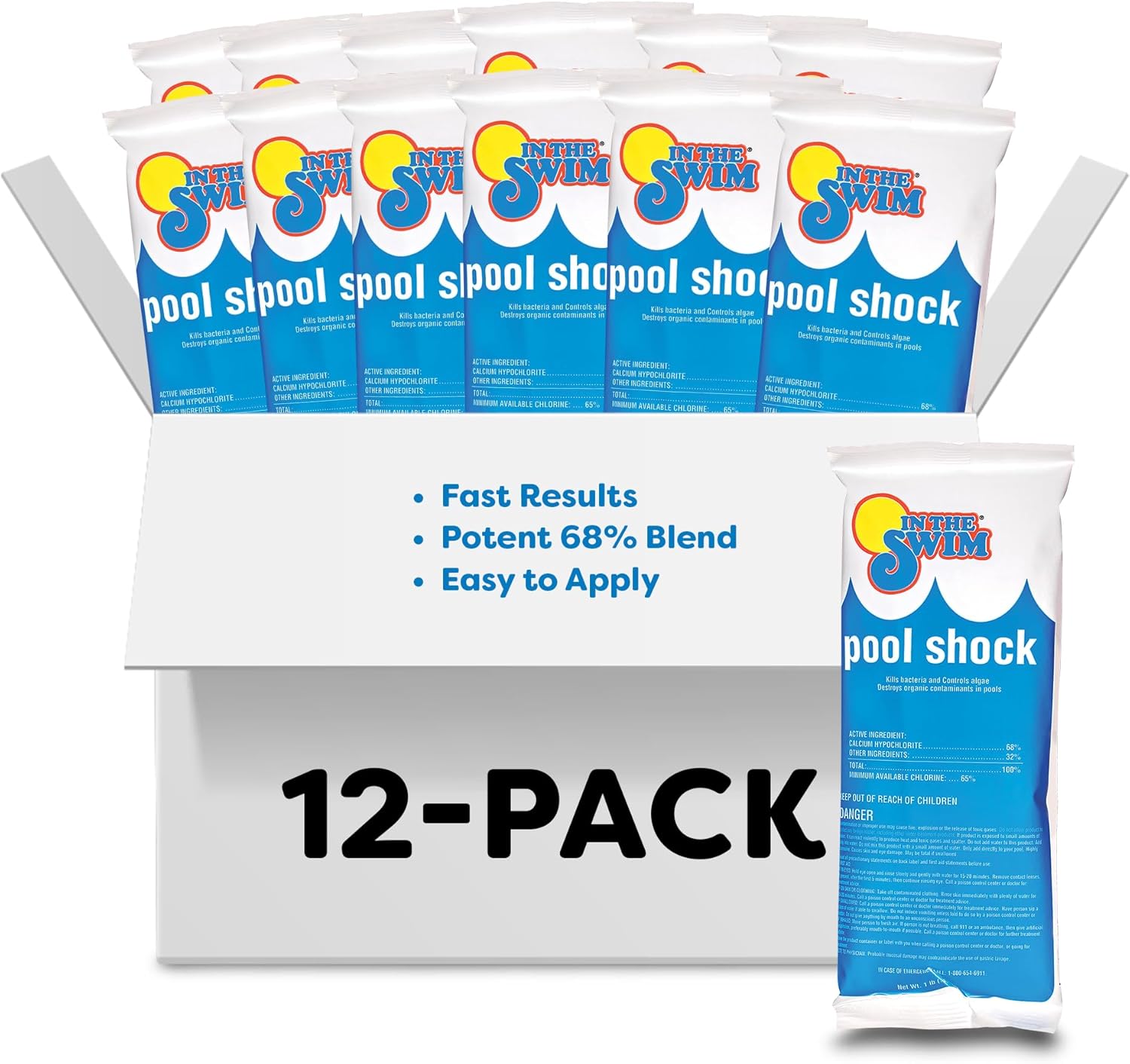 In The Swim Pool Shock - 68% Cal-Hypo Granular Sanitizer - 12 x 1 Pound