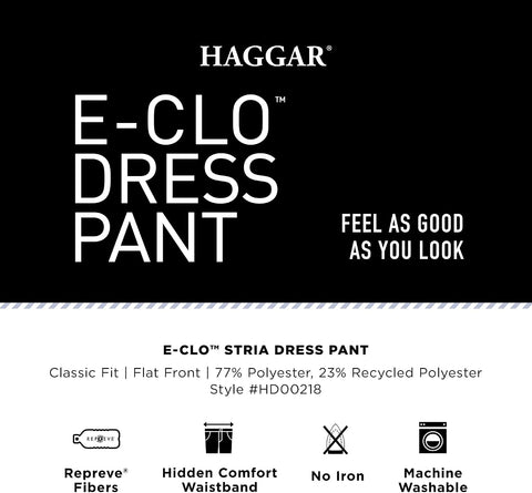 Haggar Men's E-CLO Repreve Stria Flat Front Dress Pant