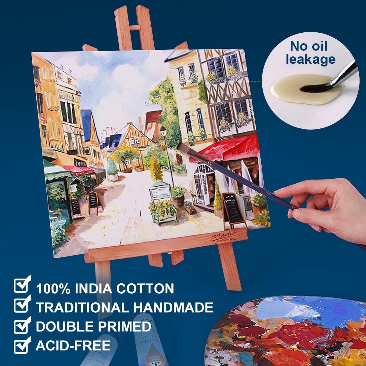 Canvas Panels 8x10 Inch 60-Pack, 10 oz Primed 100% Cotton White Blank Small Canvases for Painting, Flat Canvas Board for Oil Acrylics Watercolor & Tempera Paints
