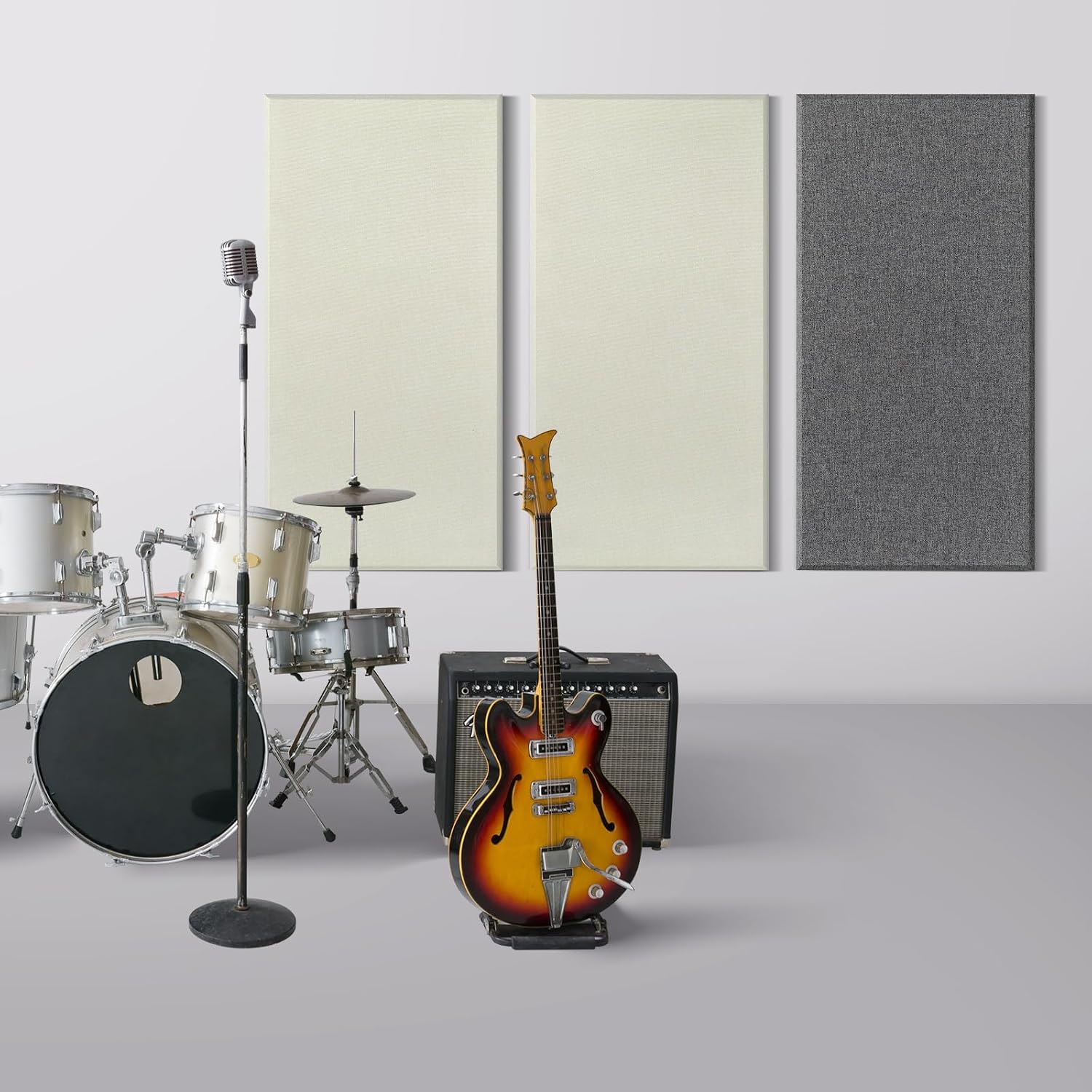 2 Pack Acoustic Panels 47.2"x23.6"x2" Soundproof Fiberglass Panel,Off White
