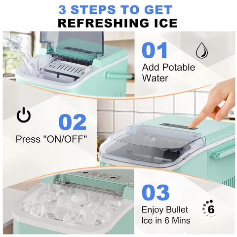 NEWBULIG Countertop Ice Maker Machine with Handle, Portable Ice Maker
