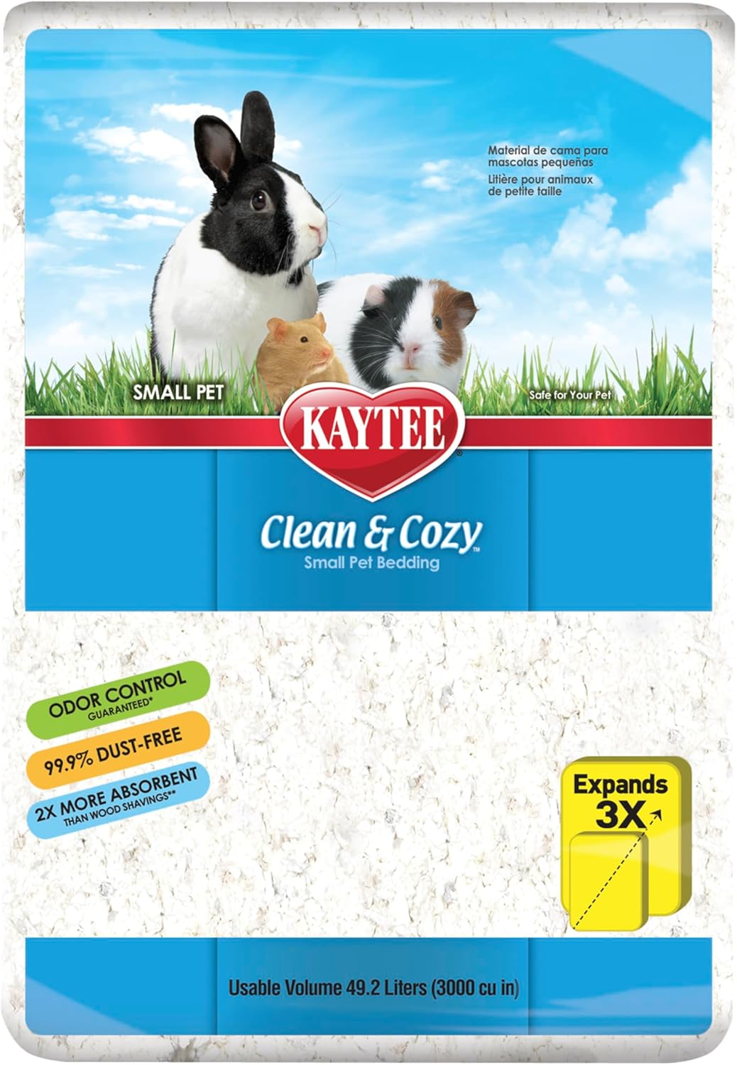 Kaytee Clean & Cozy Paper Bedding for Small Animals, White, 49.2 Liters