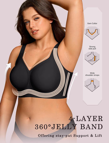 OEAK Womens Wireless Jelly Bras Plus Size Support Push Up Comfortable Bra