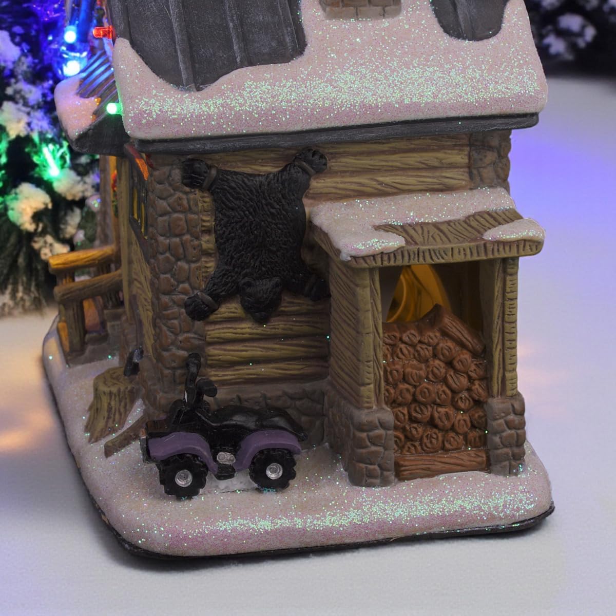 Black Bear Lodge Porcelain Christmas Village with LED Lights