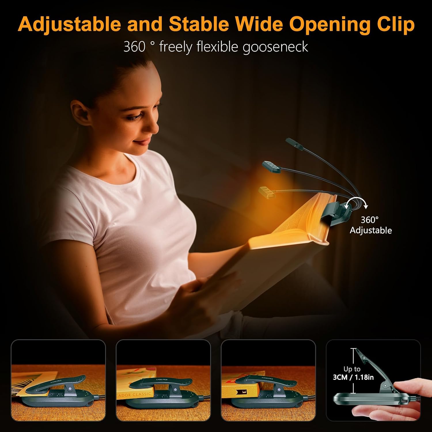 Gritin Rechargeable Book Light for Reading in Bed with 19 LED