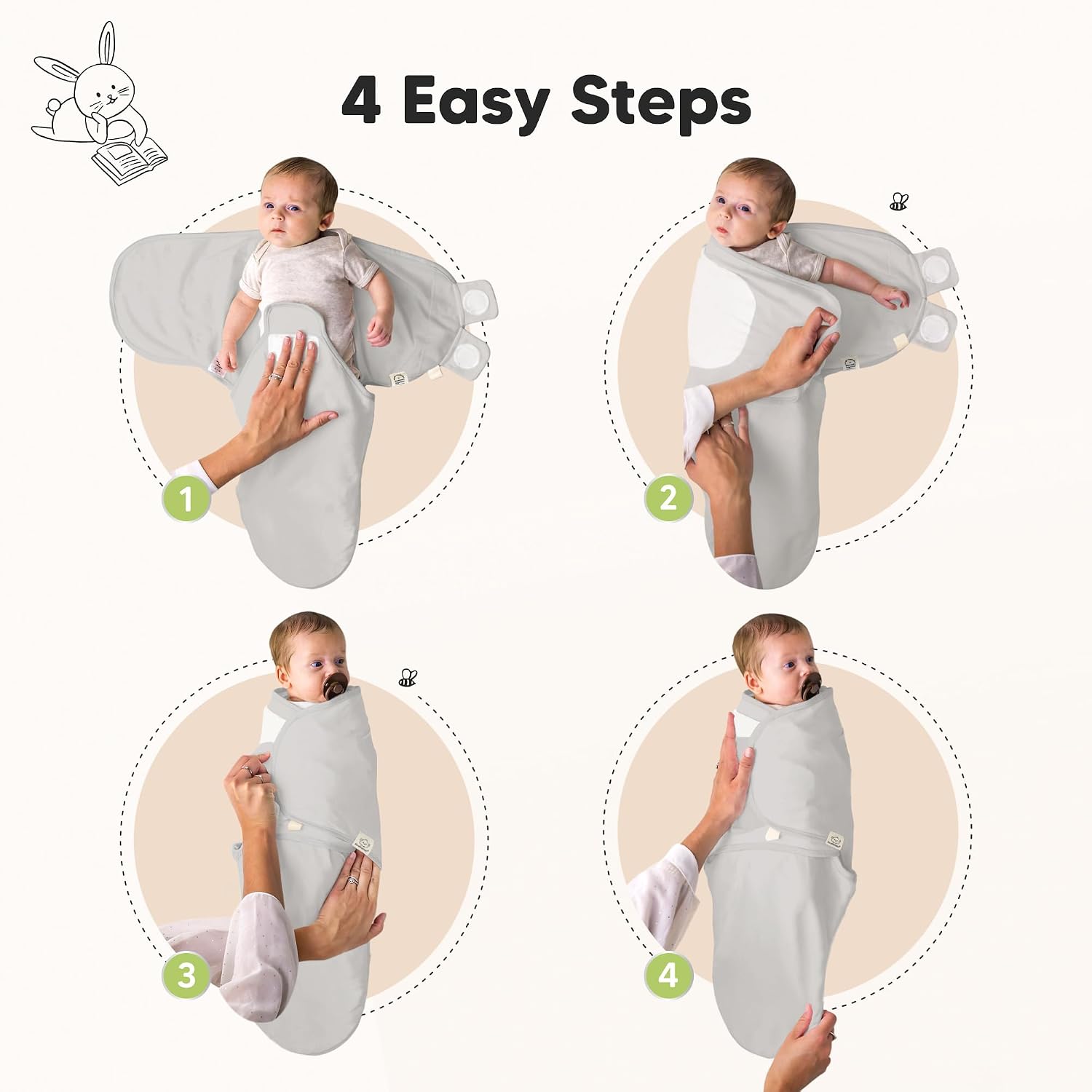3pk Organic Swaddles for Newborns Girls, Boys & Hats (Shifts, 0-3M)