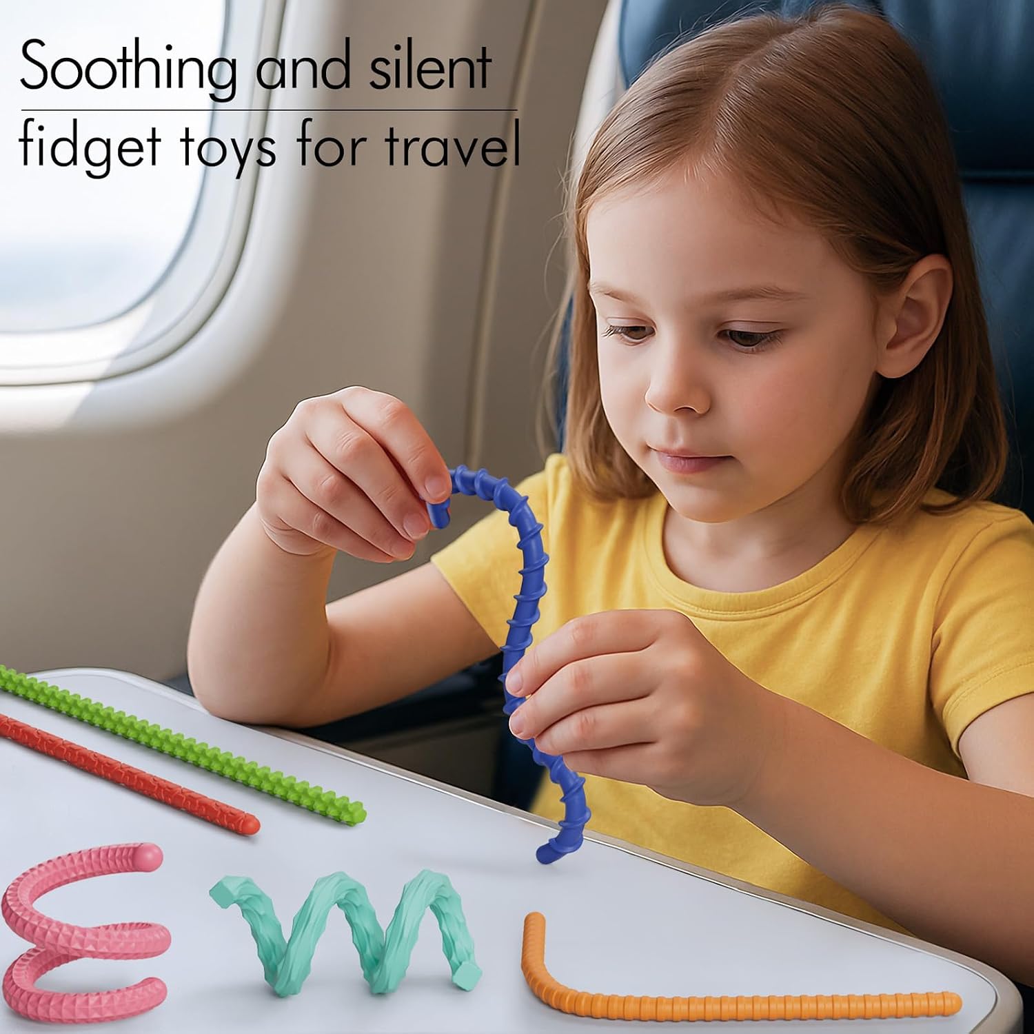 Sensory Fidget Toys for Kids Adults,6PCS Flexible Fidget Sticks for Stress Anxiety Autistic ADHD, Calm Down Travel Airplane Classroom Students Prizes Toys, Stocking Stuffers for Teens Boys Girls