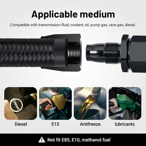 EVIL ENERGY 8AN Fuel Line CPE Nylon Braided AN8 Fuel Hose 20FT Black