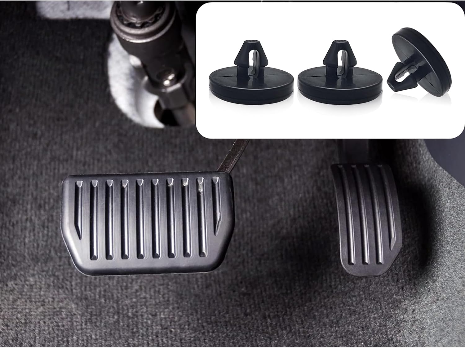 Ajxn 4 PCS Brake Pedal Pad and Light Switch Stopper - Black